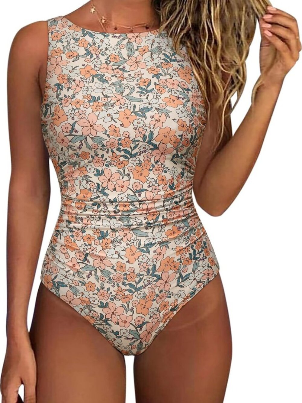Stylish Women's One Piece Ruched Swimsuit - Tummy Control & Backless Design